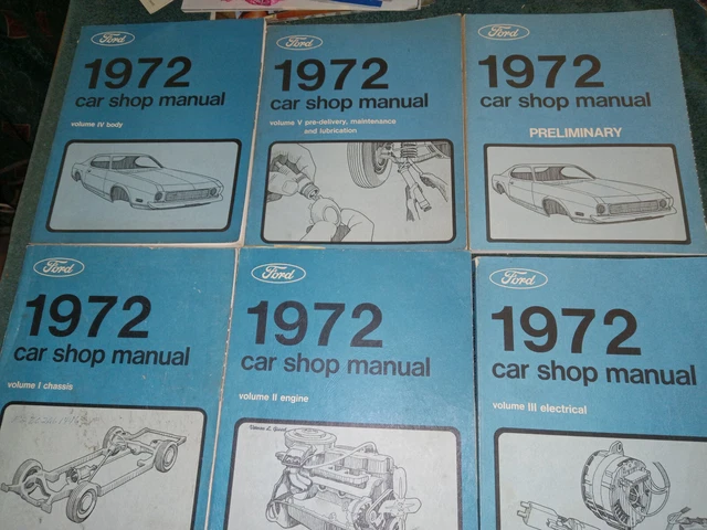 1972 Ford / Lincoln / Mercury Shop Manual Set / 6 Original Books / Mustang+
