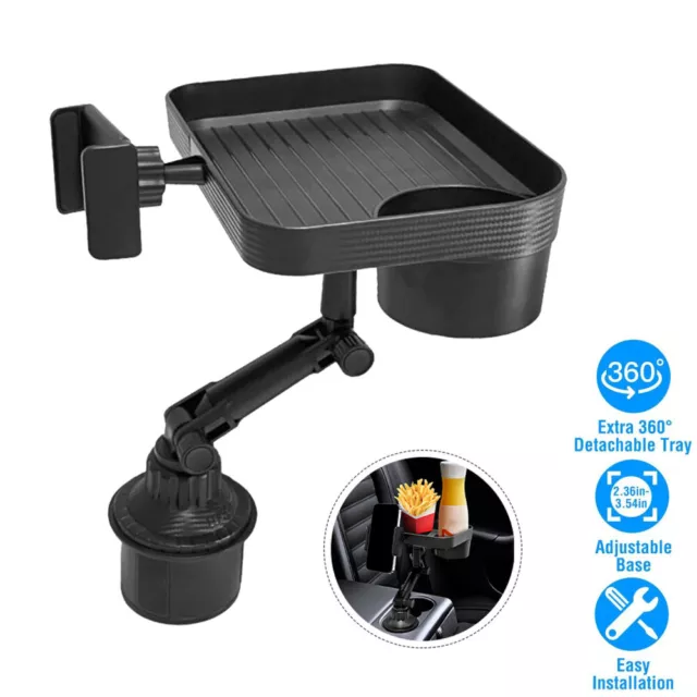 3in1 Universal Car Cup Holder Tray Phone Mount Drink Food Table Tidy Organizer