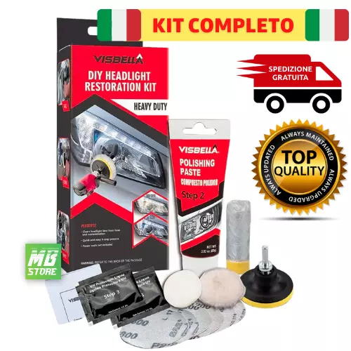 KIT LUCIDATURA FARI AUTO Restauro Ripristino Rigenerazione Rinnova Lucida Fanali