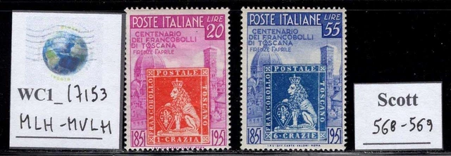 WC1_17153. ITALY. 1951 CENTEN. TUSCANY STAMPS set. Sc. 568-569. MLH-MVLH