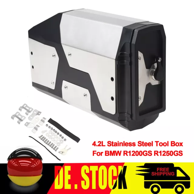 4.2L Left Stainless Steel Tool Box For BMW R1200GS R1250GS ADV 2004-2019