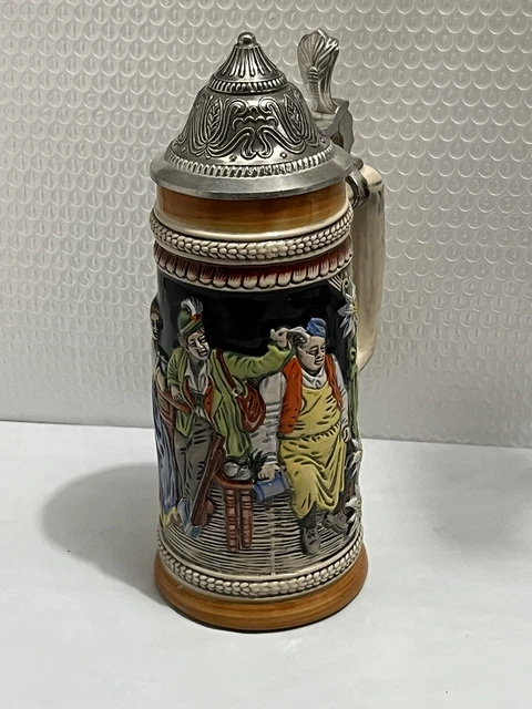 Gerz German Beer Stein Lidded - Einvolles Glas - Desgastes Spass 10"