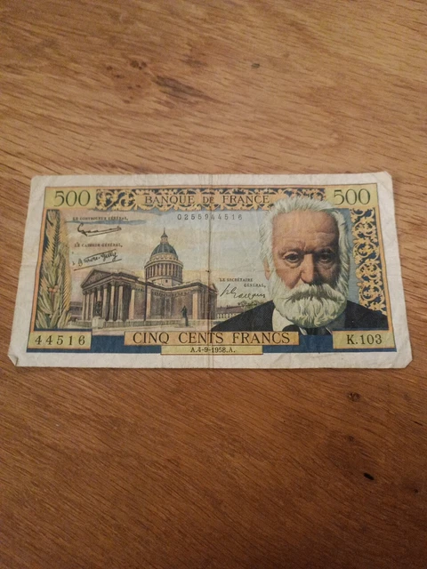 FRANCE BILLET de 500 anciens francs Victor Hugo 4 9 1958 P397 EUR 30,00