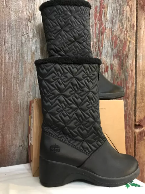 Womens Totes size 7M Jonie black quilted all weather front zip boots