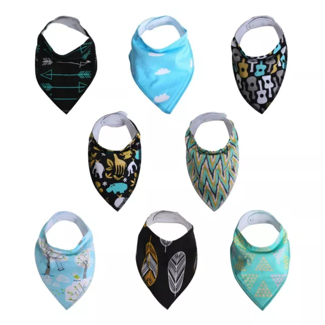 Bavoirs Bébé Bandana, Lot de 8, 100% Coton biologique, Hypoallergenique 