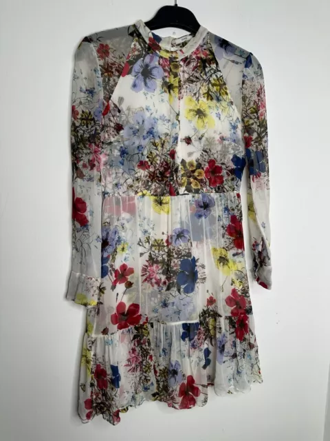 Stunning ERDEM Devika white/floral Silk Flounce Chiffon Dress UK14 - Stunning!