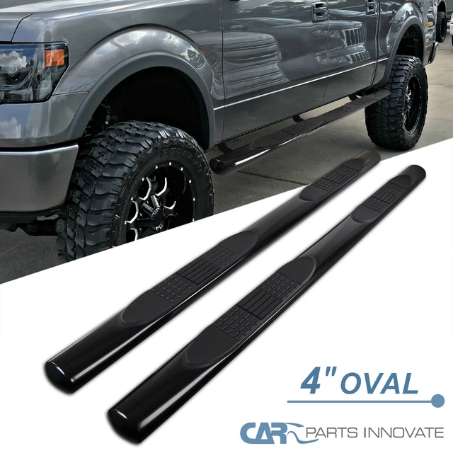Fits 09-14 Ford F150 SuperCrew 4" Black Steel Oval Side Step Nerf Bars Boards
