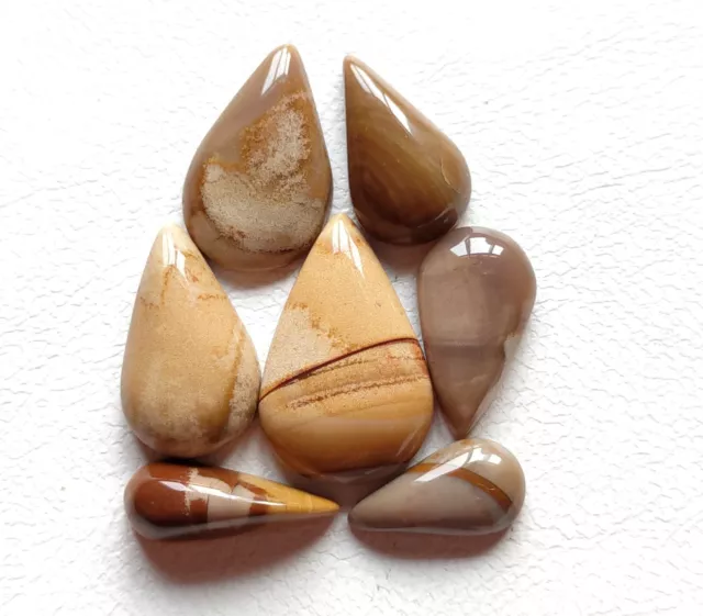 100% Natural Picture Jasper Pear Cabochon Lot, Loose Gemstone 65 Cts 17-26 MM