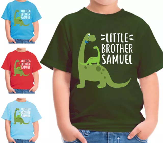 Personalised Dinosaur Little Brother Kids T Shirt Childrens Boys TShirt Top