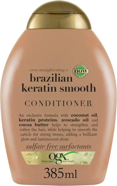 OGX brasilianischer Keratin glatter Conditioner für trockenes Haar, 385 ml
