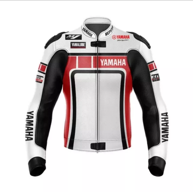 Yamaha Leather Jacket Mens Motorcycle Racing R1 Yamaha Leather Motorbike Jacket