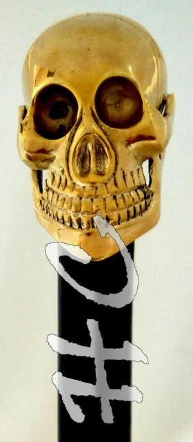 Solid Brass Black Wooden Walking Cane Skull Head Handle Stick Vintage style gift