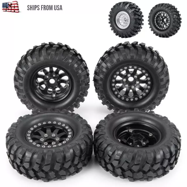 1.9 Aluminum Beadlock Wheels Rims Tires For RC 1:10 Axial SCX10 TRX4 Redcat etc