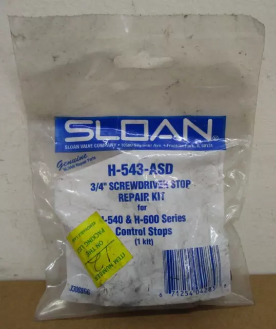 New Sloan H-543-Asd 3/4" Screwdriver Stop Repair Kit Sealed Bag