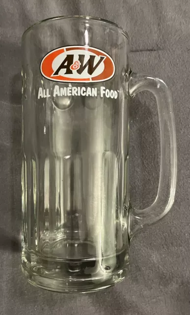 Vintage A&W Logo Large Heavy Glass AW Root Beer Mug 7' Fast Food All American