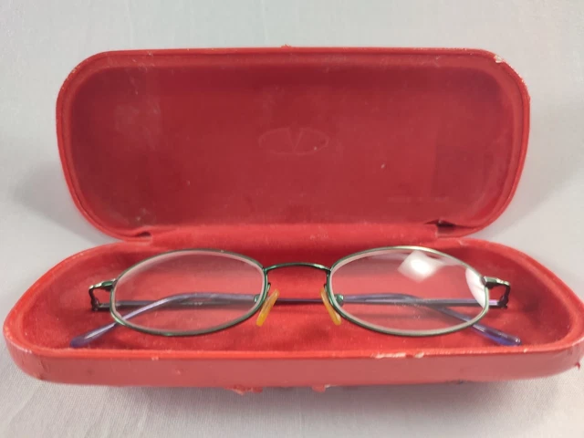 Vintage‎ Valentino Oval Eyeglasses Metallic Green Iridescent Purple Frame Italy VALENTINO Small Oval Frame Green Eyeglasses Glasses 5762 PBL  main image 2