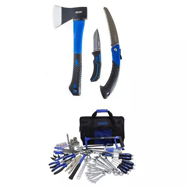 Kings Tool Kit Ultimate Bush Mechanic  Three Piece Axe Folding Saw and Knife Kit