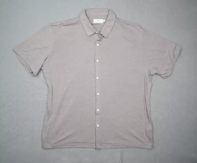 Onia Shirt Mens Extra Large Gray Linen Blend Button Up Hawaiian Casual Work