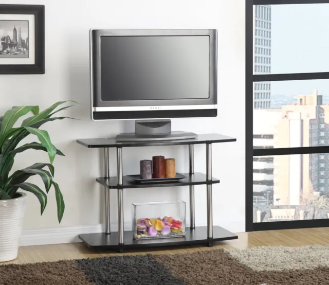 Convenience Concepts Designs2Go 3 Tier TV Stand Black/Silver Poles Easy assembly