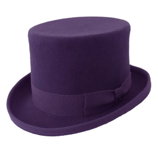 Cappello a cilindro in feltro di lana viola