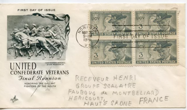 Fdc / First Day Cover / Etats Unis / Norfolk 1951 United Confederate Veterans