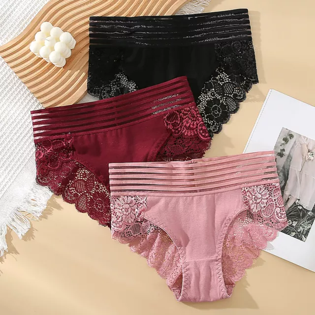 Women's Bikini Underwear Pack Womens Underwear Cotton High Waist Soft Lace