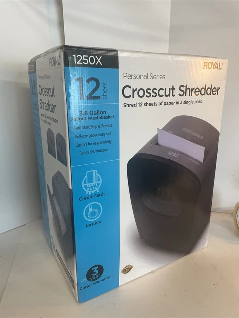 NEW ROYAL 1250X 12Sheet Crosscut Paper Shredder 3.8 Gallon Bin Cross/Cut LED IND