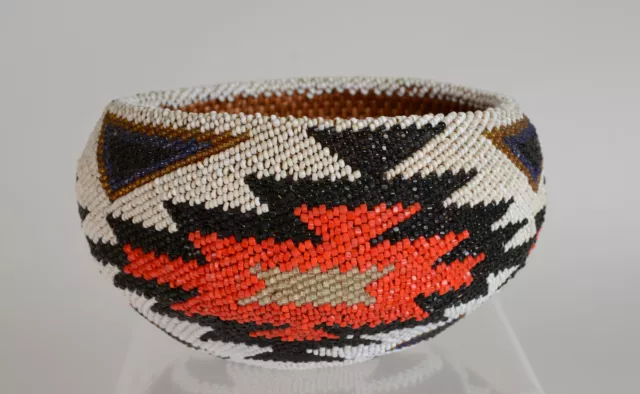 Paiute Beaded Basket; early 20th century;  2 3/4" H x 5 3/8"D