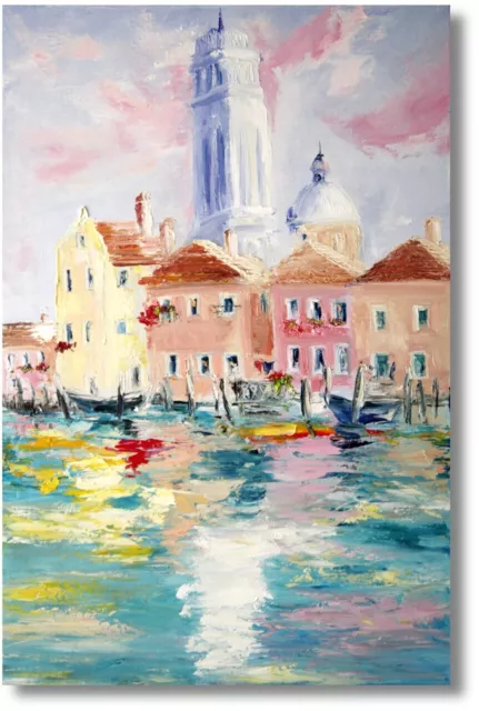 Moderne Kunst Ölmalerei Wandbild Ölgemälde Meer Venedig Unikat Art Nr.1167