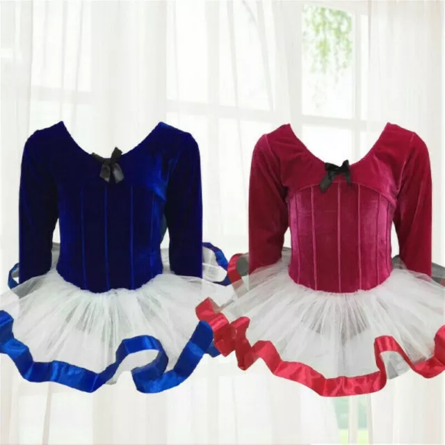 Bambini Ragazza Balletto Latino Velluto Abiti per la Danza Ballo Performance Spw
