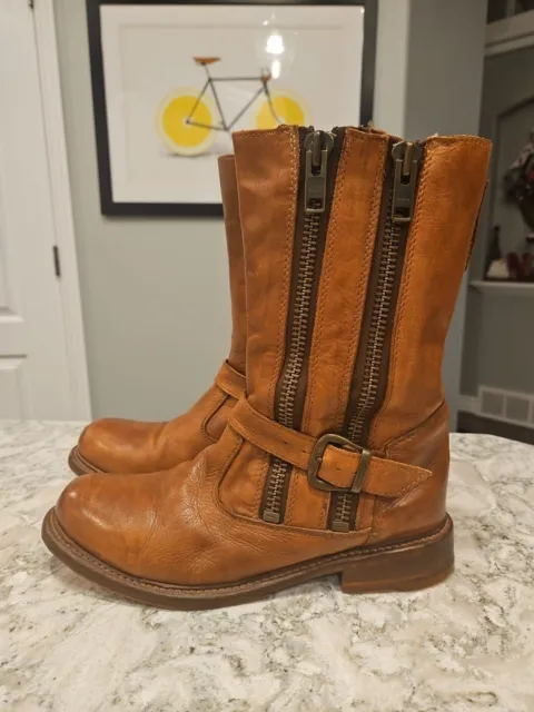 Bed Stu Hustle S Teak Rowan Brown Leather Double Zip Benchmade Boots Size 9 US