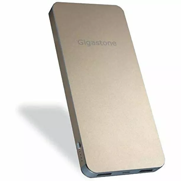 Gigastone 10000mAh Power Bank, Dual Outputs 5V/2.4A, Portable Charger - Gold