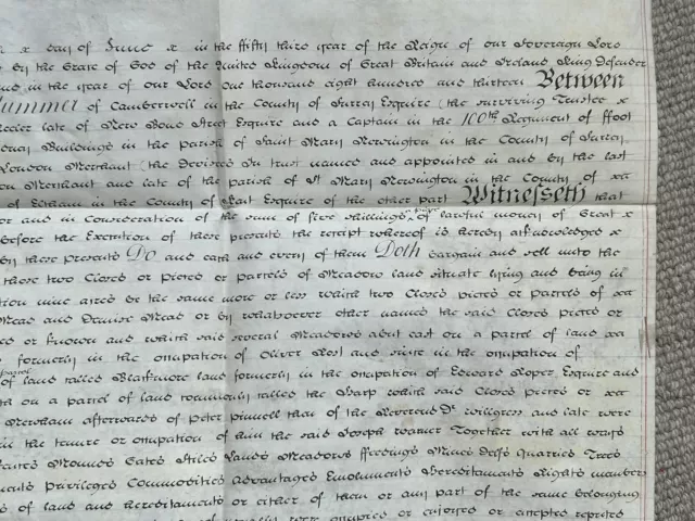 ￼1813 indentured lease for meadowland in Eltham, Kent,￼ between Plummer & Warner 3