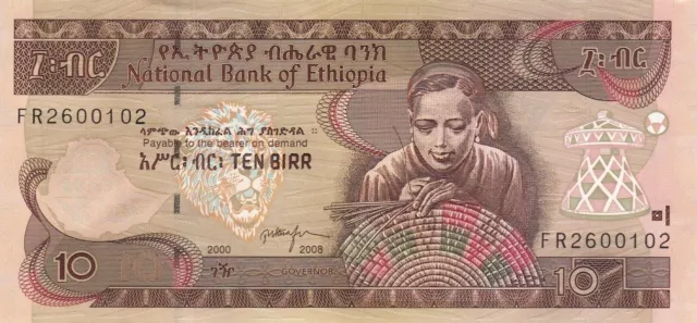 Ethiopia 10 Birr (2000/2008) - Woman/Tractor/Plow/p-48e UNC 2