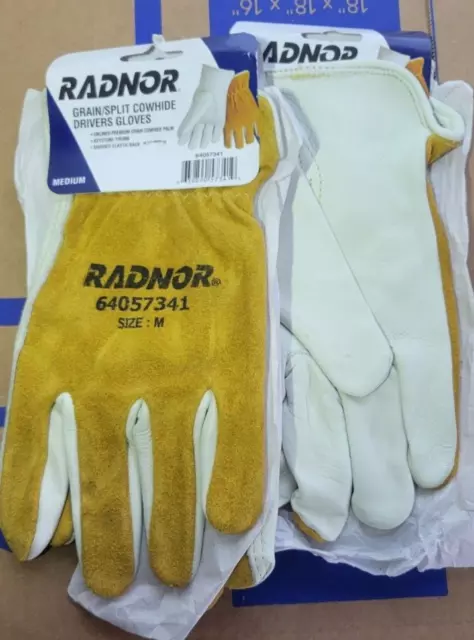 Radnor PN 64057341 Size Medium Grain/Split Cowhide Drivers Gloves Small 1 Pair