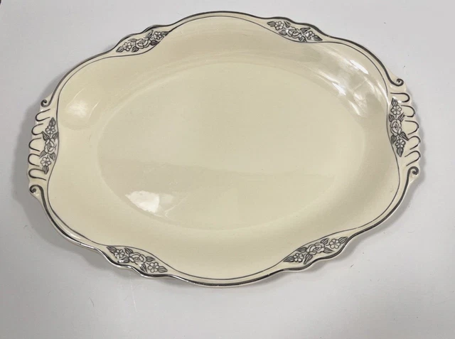 Vintage Homer Laughlin Virginia Silver Rose Oval Serving Platter  8X 11 inch