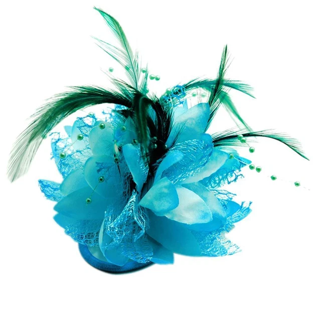 Feather Flower para corsé, broche, muñeca, fascinador hágalo usted mismo azul