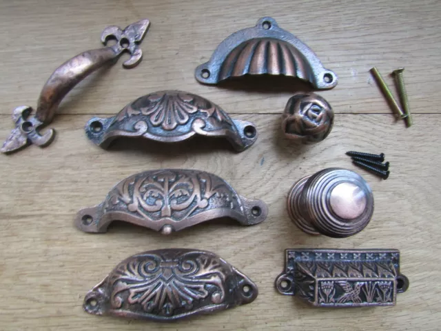 CAST IRON Kitchen cabinet cupboard drawer knob pull handles rustic vintage retro