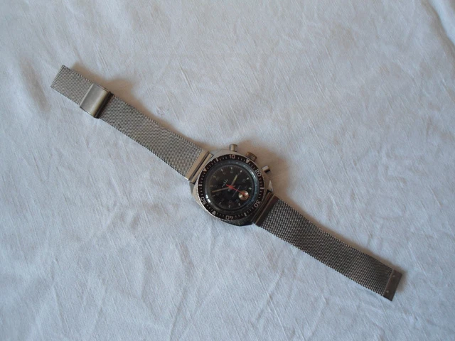 seltener  Ruhla Chronograph Taucheruhr DDR schwarzes Zifferblatt 2
