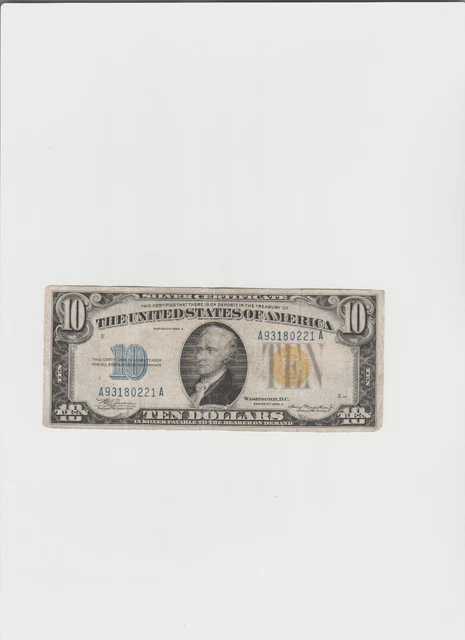 1934-A $10 North Africa WWII Emergency Issue Silver Certificate AA Block