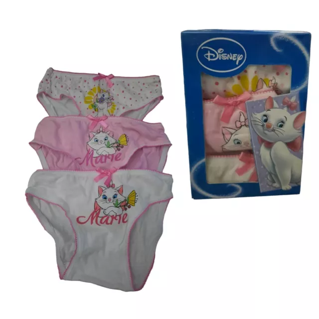 Set 3 Mutandine Aristogatti Minou Disney Slip 100% Cotone 2/3 Anni Bambina