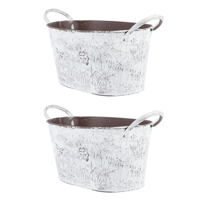 2pcs rustikalen eimer verzinktem metall sukkulenten pflanzer