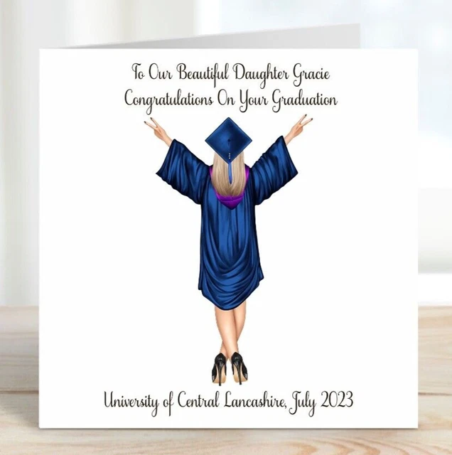 Biglietto di laurea per figlio, con scritta in lingua inglese