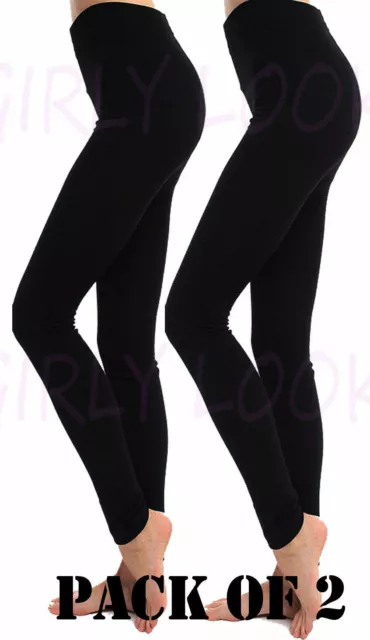 Ladies Pack of 2 Stretchy Skinny Leggings Black Thin Leggings 10 12 14 16 18 20