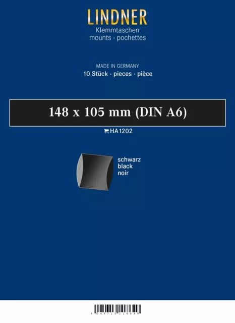 Lindner Blockstreifen Schwarz 148 x 105 mm (10 Stück) HA1202 Neu
