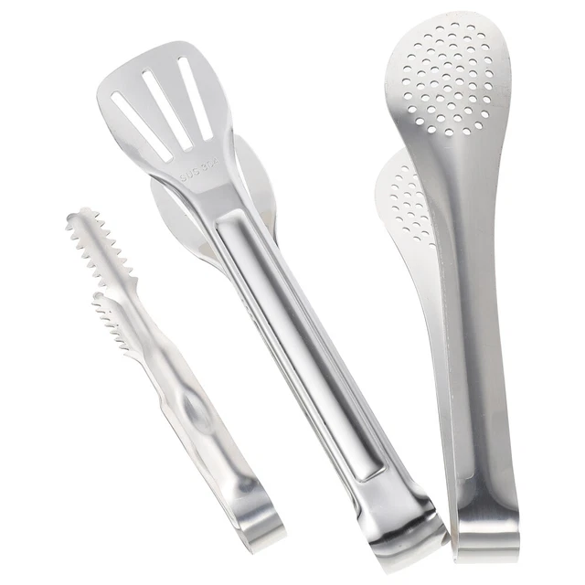 3 un. pinzas de cocina de acero inoxidable pinzas de carne clips para servir alimentos (plata)