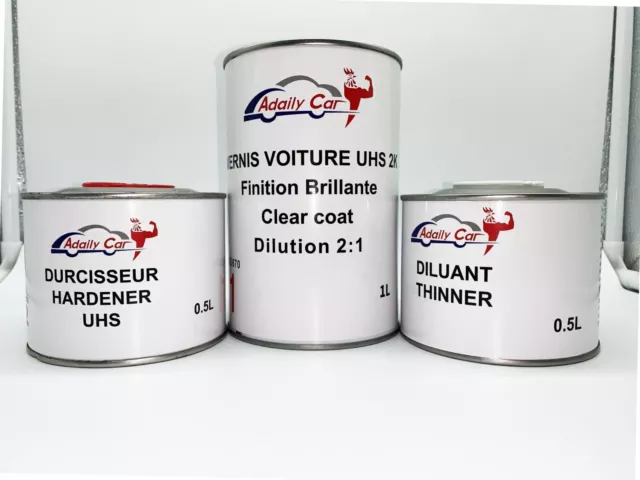 Vernis 2L Carrosserie Voiture Bi composant 2K UHS Avec Durcisseur/Diluant PRO 2