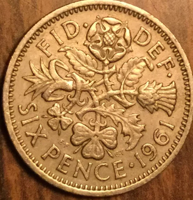 1961 Uk Gb Great Britain Sixpence Coin