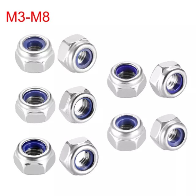 304 Stainless Steel M3-M8 Nylock Nylon Insert Self-Lock Hex Lock Nuts Locknut