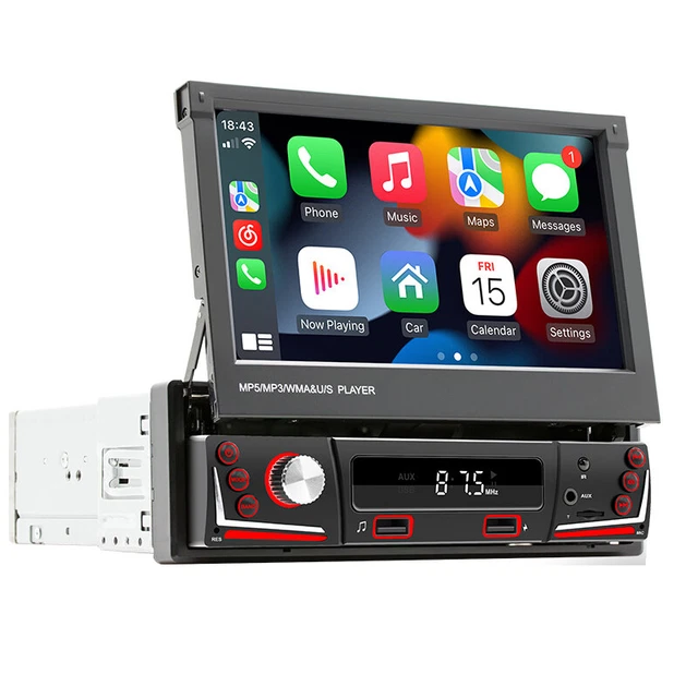 7" 1 DIN Car Radio Stereo Carplay Flip Out Video MP5 Player Bluetooth Universal